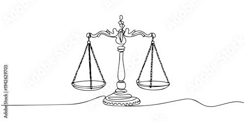 continuous one line drawing Vector illustration of a balance scale icon