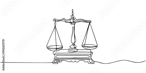 continuous one line drawing Vector illustration of a balance scale icon