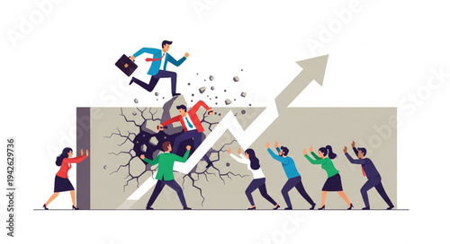 Businessman Breaking Through to Success.