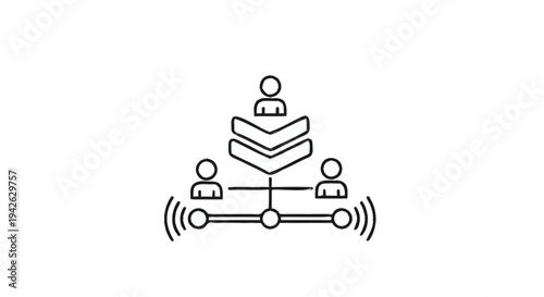 Network connection between people and data server icon.