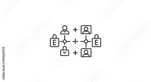 Network of People and Security Icons Representing Data Protection.