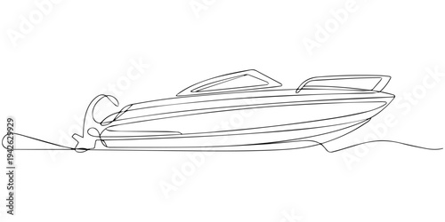 continuous one line drawing Vector illustration of a single line drawing jet ski