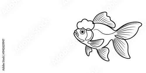 continuous one line drawing Vector goldfish illustration, black and white line art