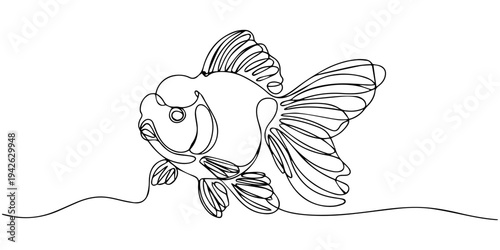 continuous one line drawing Vector line art goldfish illustration