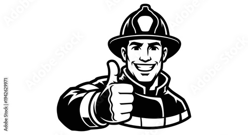 Firefighter Giving Thumbs Up Gesture Illustration 1.