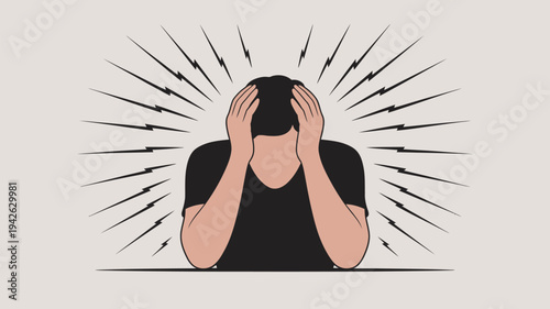 A stressed man with his hands on his head experiencing frustration and anxiety