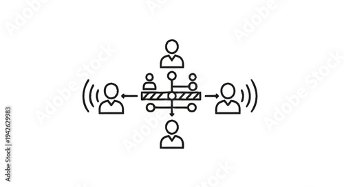 Network connection between people and devices.
