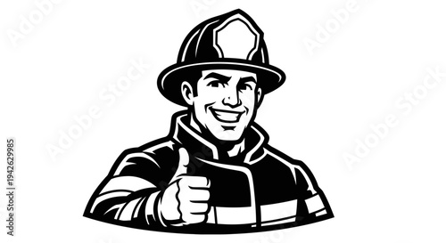 Firefighter Giving Thumbs Up Gesture.