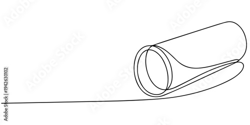 continuous one line drawing Vector illustration of a rolled up poster or banner