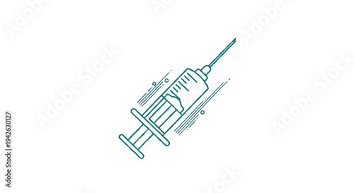 Medical Syringe Illustration with Needle and Plunger.