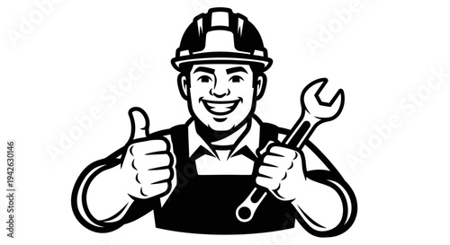 Mechanic with Wrench and Thumbs Up 1.