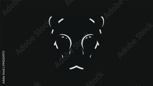 Minimalist white outline of a jaguars face on a black background.