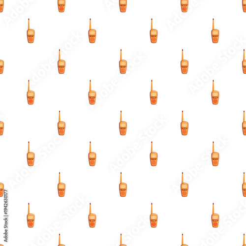 Repeating pattern of orange walkie talkies on a white background, representing communication technology