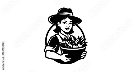 Woman Gardener Holding Basket of Plants.