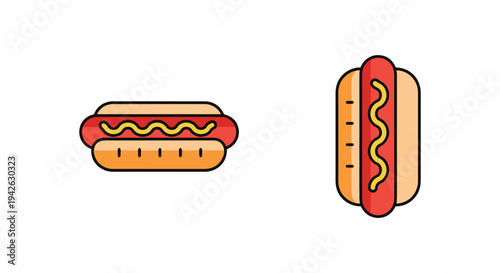 Hot Dog Line art vector set modern blended abstract color