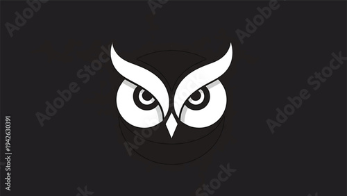 Minimalist White Owl Eyes Logo Design.