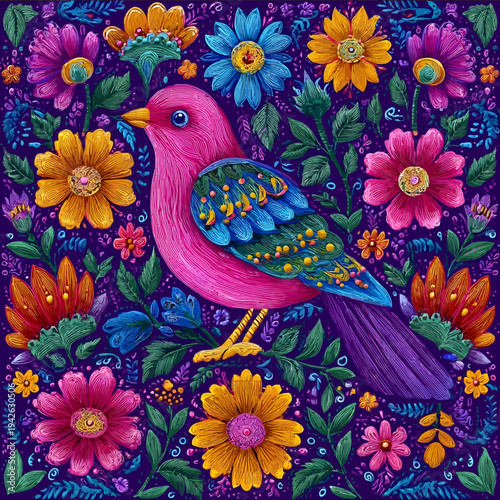 isolated clipart image of Hot Pink Rosa Mexicano The most iconic color in Mexican textiles Bright Turquoise and Royal Blue Often used for bird fe