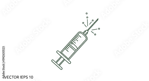 Medical Syringe with Droplets of Liquid Emerging.