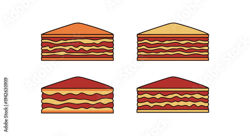 Meat Lasagna Line art vector clean modern abstract illustration