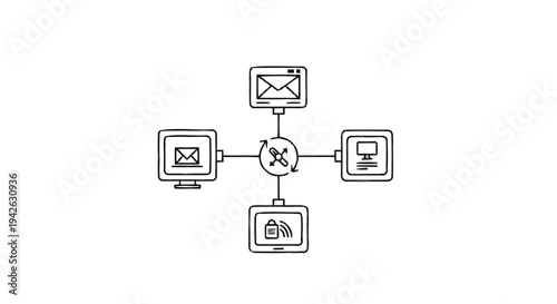 Network Diagram Showing Connected Devices and Communication Flow.