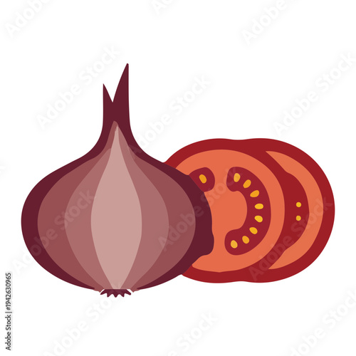 Onion and Tomato Illustration