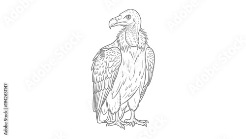 Canvas Print Vulture Illustration: An illustration of a vulture in intricate detail, capturing the bird's unique form and presence