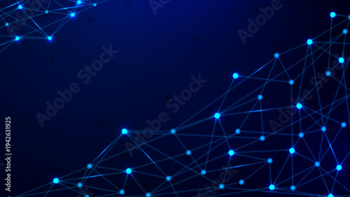 Futuristic Blue Digital Network Technology Background, Abstract Technology Connection Lines And Nodes Background, Modern AI Data Network Digital Technology Background, Global Communication Network Blu