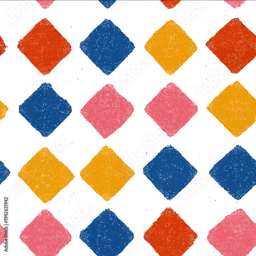 isolated clipart image of watercolor geometric plaid decorative tiles stripes red blue yellow handpainted repetitive pattern linocut vector icon monochrome