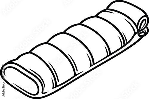 A simple line drawing of a cylindrical object with spiral wrapping.