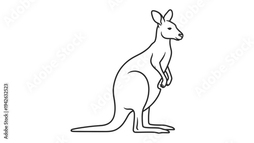 Kangaroo Illustration: A sleek, minimalist line drawing of a majestic kangaroo, symbolizing strength and freedom. 