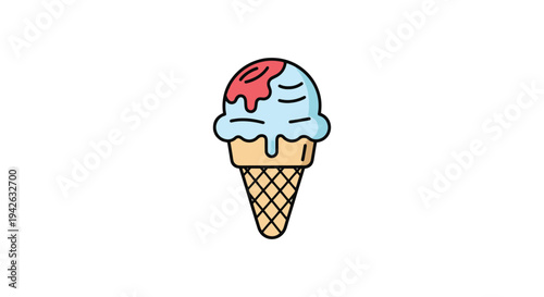 Mexican Ice Cream Scoop Line clean abstract color theme illustration