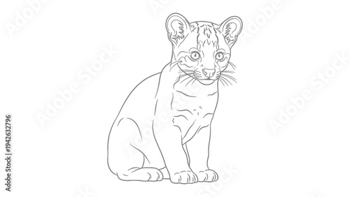 Line Art of Baby Animal: A monochrome illustration of a sweet baby animal, designed to spark joy and highlight the delicate details of the subject. 