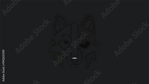 Mysterious Silhouette of a Wolf Head in Darkness.