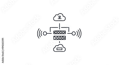 Network Router Connected to Cloud Services and Wireless Signals.