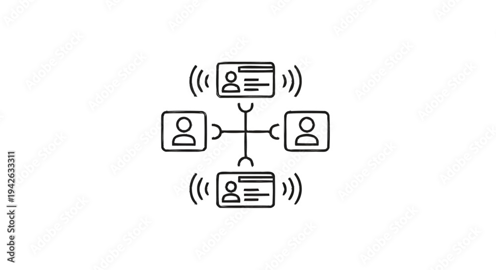 Fototapeta premium Network of People Connected Digitally Through Devices.