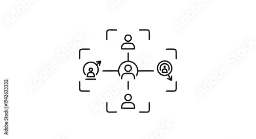 Network of people connected in a central hub.