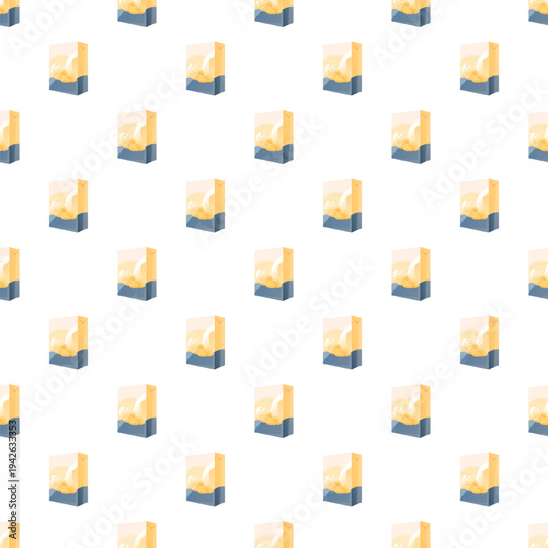 Cartoon juice boxes forming a seamless pattern on a white background