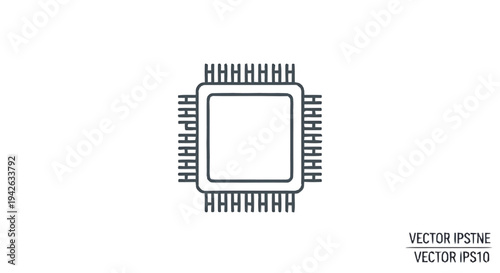 Modern Microchip Processor Icon for Technology and Computing.