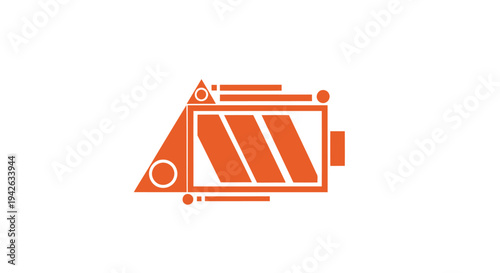 Modern Orange Industrial Garbage Truck Icon Design.