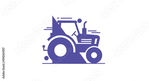 Modern Purple Tractor Icon for Agricultural Technology.