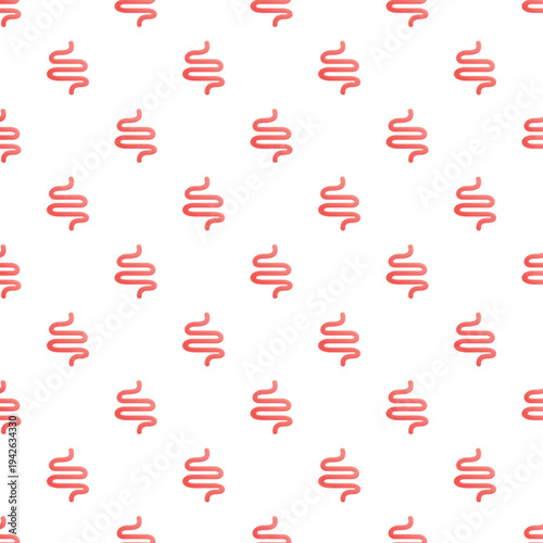 Intestine icons repeatedly forming a seamless background pattern on white