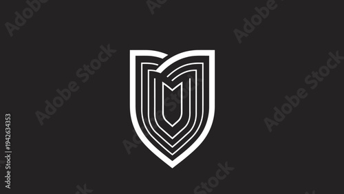 Modern Shield Logo Design Minimalist Geometric Abstract Symbol.
