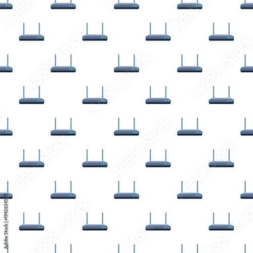 Many wireless routers forming a repetitive pattern for internet connection