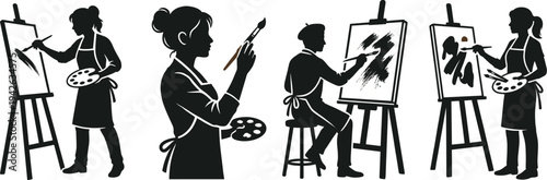 Professional Land Surveyor Silhouettes Using Total Station Measuring Rods and Precision Engineering Equipment for Site Inspection and Mapping