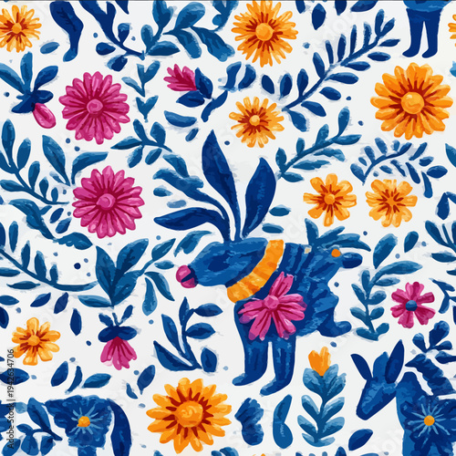 isolated clipart image of watercolor Hot Pink Rosa Mexicano Bright Turquoise and Royal Blue Electric Orange and Sunny Yellow Grass Green Mexican Otomi symme