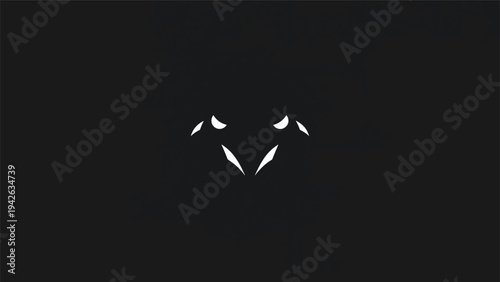 Minimalist White Wolf Eyes Abstract Design.