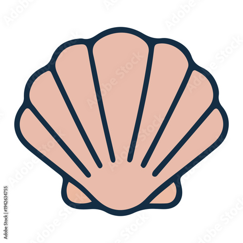 Simple Scallop Shell Icon