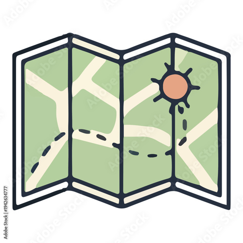 Folded Map with Route Icon