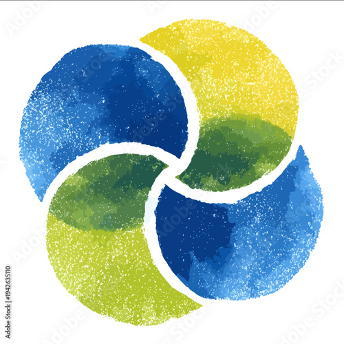 isolated clipart image of watercolor hand painted blue white geometric symmetrical lemon minimalist tile vector icon monochrome simple logo for kids on a s