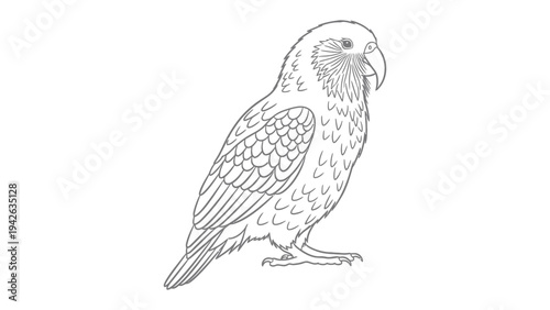 Ink Parrot Sketch: A detailed ink sketch of a parrot, highlighting its intricate feather structure and distinctive beak, evokes a sense of artistic elegance and avian beauty.